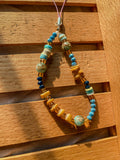 Handmade amber turquoise boho  phone charm