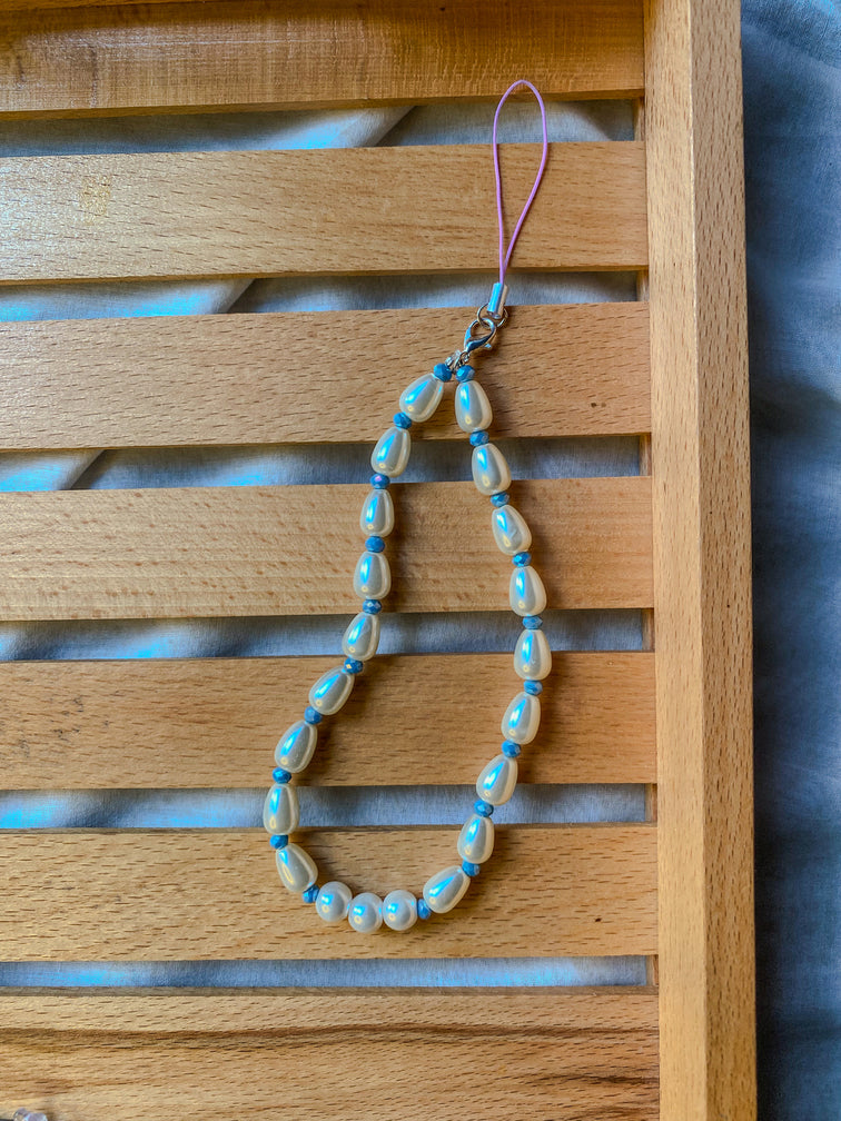 faceted crystal pearl phone charm handmade