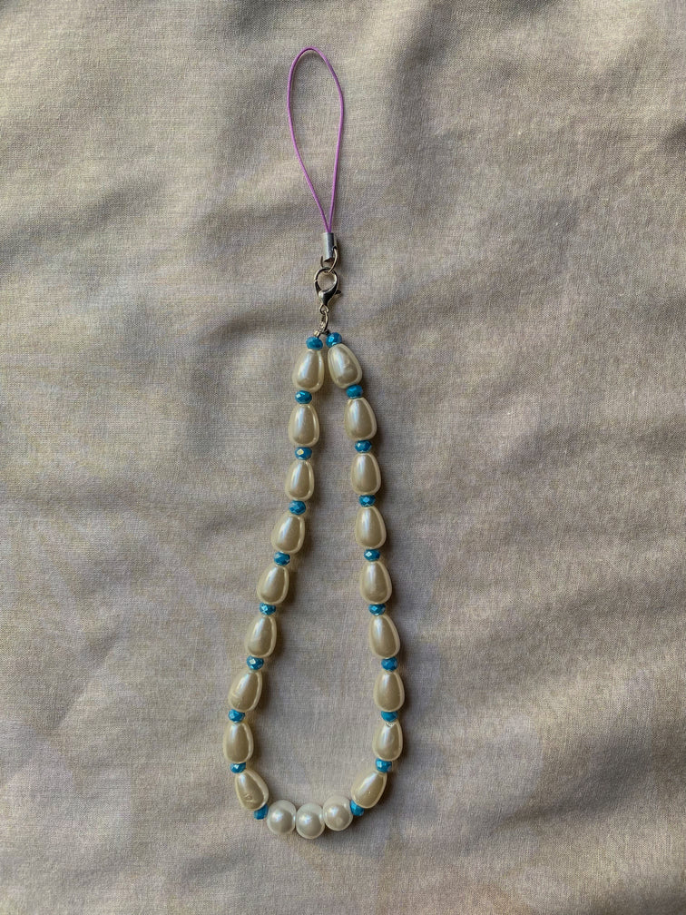 Pearl phone charm with lilac cord