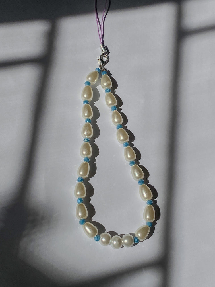 pearl turquoise crystal phone charm